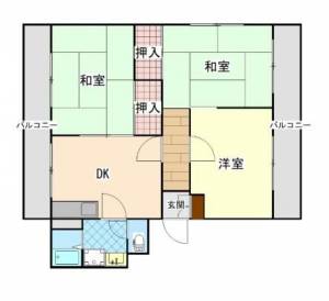 トリタニハイツ　川之江の3DK賃貸マンション 102の間取り画像