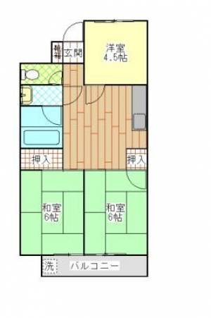 桃山ハイツ　伊予三島の2LDK賃貸マンション 401の間取り画像