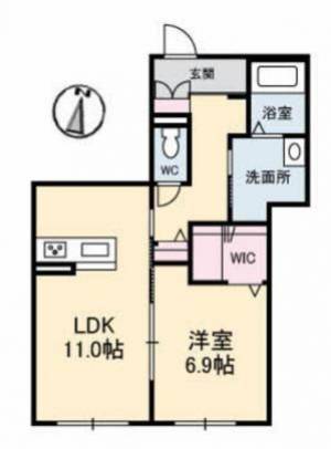 プレミアス　伊予三島の1LDK賃貸マンション 105の間取り画像