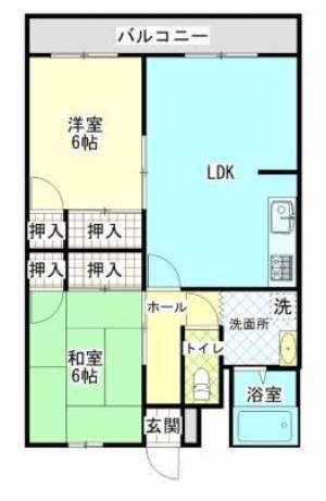 大門ハイツ　川之江の2LDK賃貸マンション 306の間取り画像