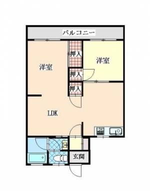 メゾン三愛　川之江の3DK賃貸マンション 203の間取り画像