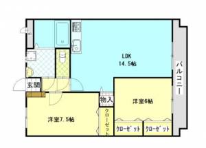 ユーミー光Ⅱ　伊予三島の3DK賃貸マンション 102の間取り画像