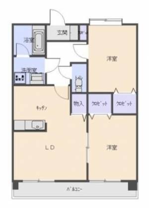 ヴィラ・グリーンヒルズⅡ　川之江の2LDK賃貸マンション 405の間取り画像