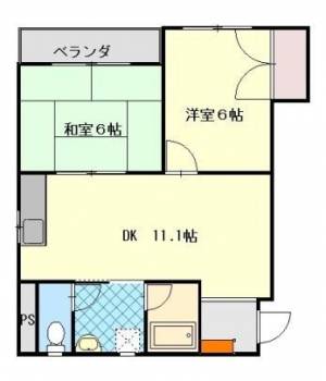 共和ビル№5　川之江の2LDK賃貸マンション 402の間取り画像