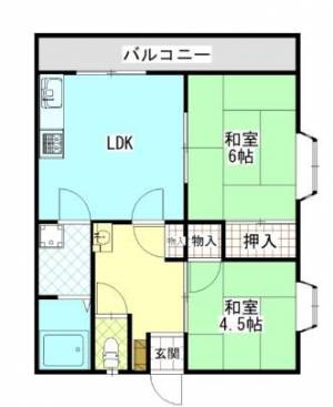 第１丸井ビル　川之江の3DK賃貸マンション 406の間取り画像