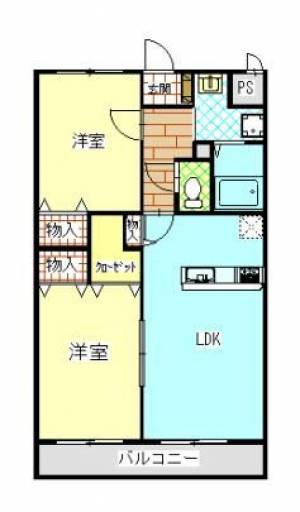 スカーディア中曽根　伊予三島の2LDK賃貸マンション 402の間取り画像