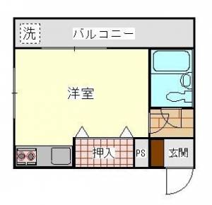 コーポアフィニス　伊予三島のワンルーム賃貸マンション 305の間取り画像