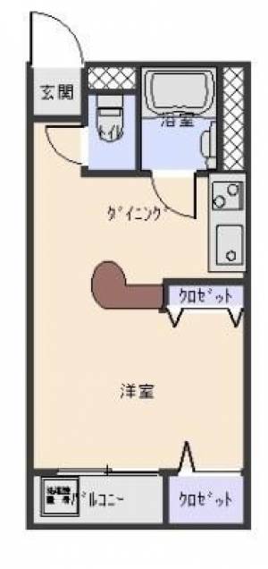 シャトウマンション　川之江の1K賃貸アパート 103の間取り画像