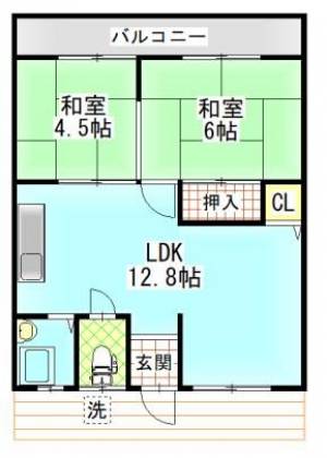 リバー　伊予三島の2LDK賃貸アパート 2の間取り画像