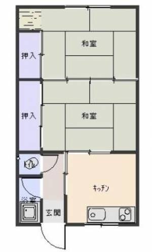 向山ハイツ　川之江の2DK賃貸アパート 102の間取り画像