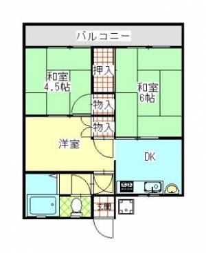 あけぼの荘　川之江の3K賃貸アパート 5の間取り画像