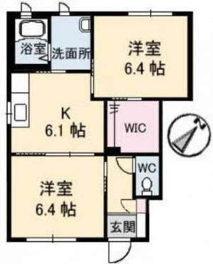 サンヒルズ川之江　川之江の2DK賃貸アパート 101の間取り画像