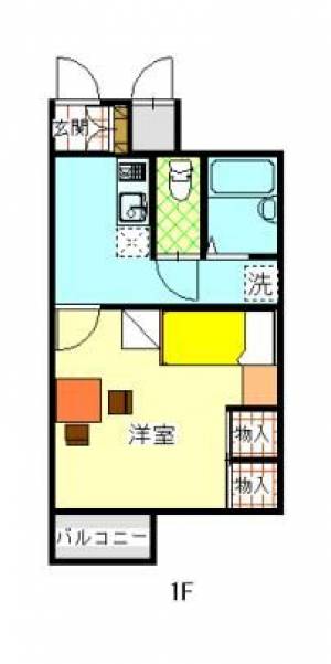 レオパレスShikoku中央　川之江の1K賃貸アパート 102の間取り画像
