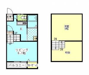 極　伊予三島の1K賃貸アパート 202の間取り画像