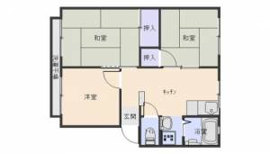 ハイツ三好　川之江の3DK賃貸アパート 201の間取り画像