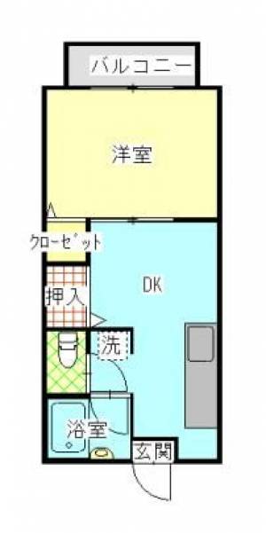 シエル　川之江の1DK賃貸アパート 107の間取り画像