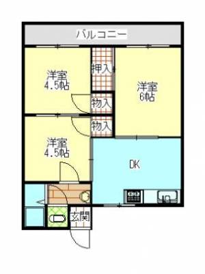 コーポ横内　川之江の3DK賃貸アパート 8の間取り画像