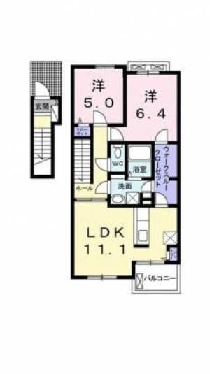 エストレーラⅢ　Ｂ　川之江の2LDK賃貸アパート 202の間取り画像