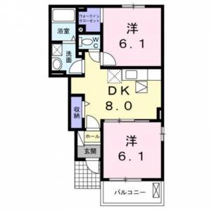 エアリーヒルズ　川之江の2DK賃貸アパート 105の間取り画像