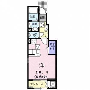 プランドール　Ⅱ　伊予三島のワンルーム賃貸アパート 103の間取り画像