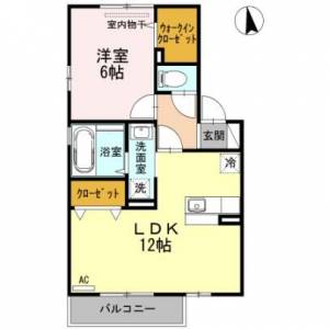 Una casa comoda　-の1LDK賃貸アパート 202の間取り画像