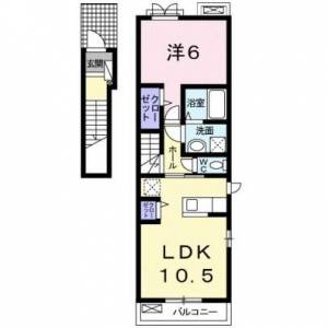 ベル　オーヴⅦ　伊予三島の1LDK賃貸アパート 201の間取り画像