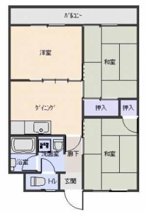 幸ハイツ　伊予三島の2LDK賃貸アパート 105の間取り画像