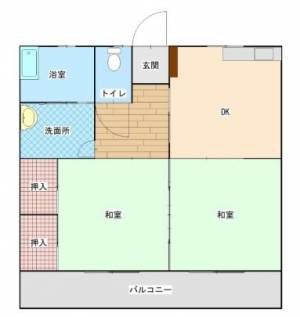 ひまわり荘　川之江の2DK賃貸アパート 202の間取り画像