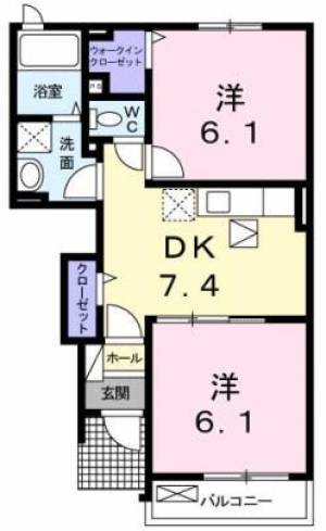 レクサス・ネオⅠ　川之江の2DK賃貸アパート 103の間取り画像