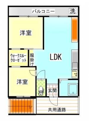 リバー　伊予三島の2LDK賃貸アパート 5の間取り画像