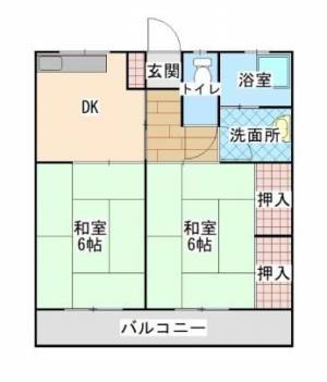 ひまわり荘　川之江の2DK賃貸アパート 201の間取り画像