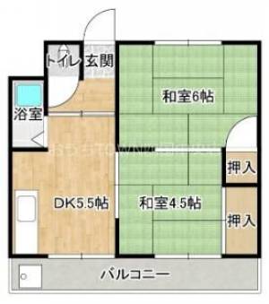 グリーンベア　川之江の2DK賃貸アパート 202の間取り画像