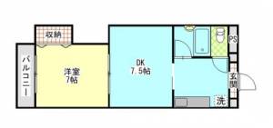 ＡＢＣビルみしま　伊予三島の1DK賃貸アパート 301の間取り画像