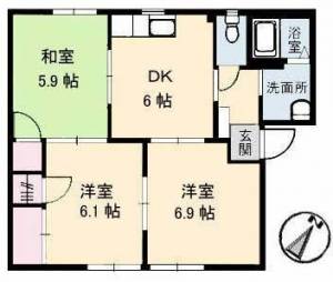 フォーレス高橋　川之江の3DK賃貸アパート A101の間取り画像