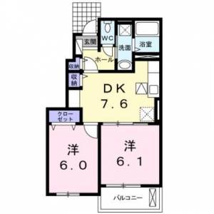 メゾン・ド・ジュリ　Ａ　伊予三島の2DK賃貸アパート 102の間取り画像