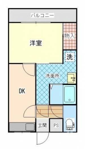 ひうちマンション　伊予三島の1DK賃貸アパート 101の間取り画像
