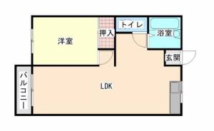 矢野ハイム　川之江の1LDK賃貸アパート 201の間取り画像