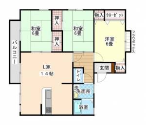 コートファミールB　赤星の3LDK賃貸アパート 101の間取り画像