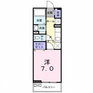 イート　ハーブⅡ　伊予三島の1K賃貸アパート 202の間取り画像