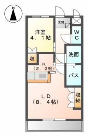 ラ・ティエラ　赤星の1LDK賃貸アパート 103の間取り画像