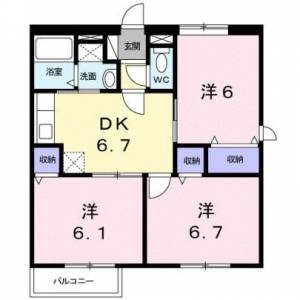 サンヒルズＳ　Ａ　伊予三島の3DK賃貸アパート 101の間取り画像