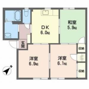 フォーレス高橋　川之江の3DK賃貸アパート A102の間取り画像