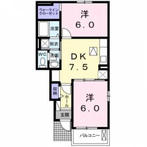 クラール　川之江の2DK賃貸アパート 105の間取り画像