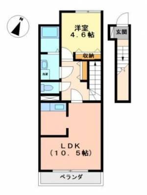 リヴェラリィ　伊予三島の1LDK賃貸アパート 202の間取り画像