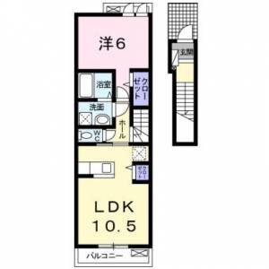 ベル　オーヴⅦ　伊予三島の1LDK賃貸アパート 206の間取り画像