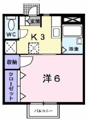 ファミール光葉　Ａ　伊予三島の1K賃貸アパート 105の間取り画像