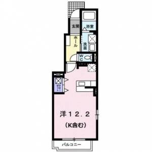 ノヴェール新幸Ⅱ　川之江のワンルーム賃貸アパート 101の間取り画像