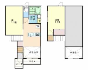 ベルリード村松町　伊予三島の1SLDK賃貸アパート 101の間取り画像