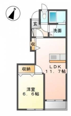 サンリベラル　-の1LDK賃貸アパート 101の間取り画像