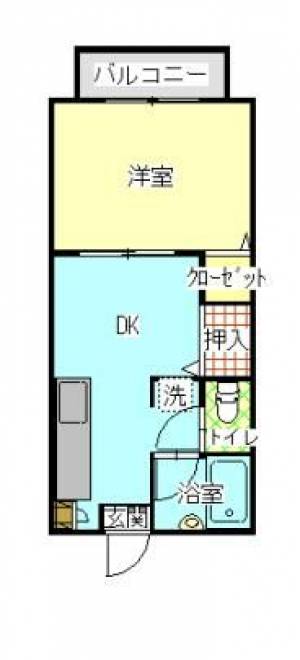 シエル　川之江の1DK賃貸アパート 101の間取り画像